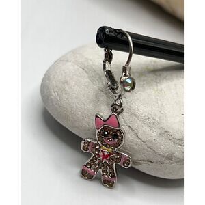 Kirks Folly Gingerbread Jingle Girls Lever Back Earrings Silver